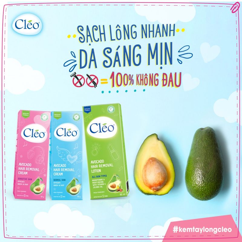 Kem T y L ng Cleo D nh Cho Da Th ng Avocado Hair Removal Cream 50g